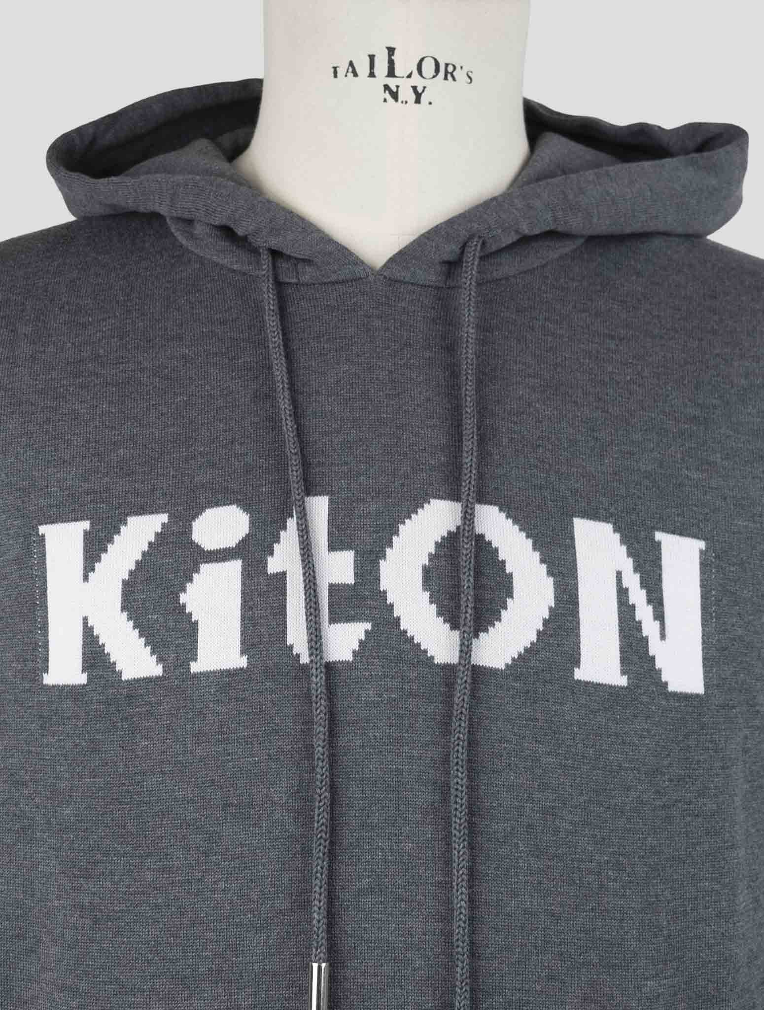 Kiton Gray Cotton Sweater Hoodie
