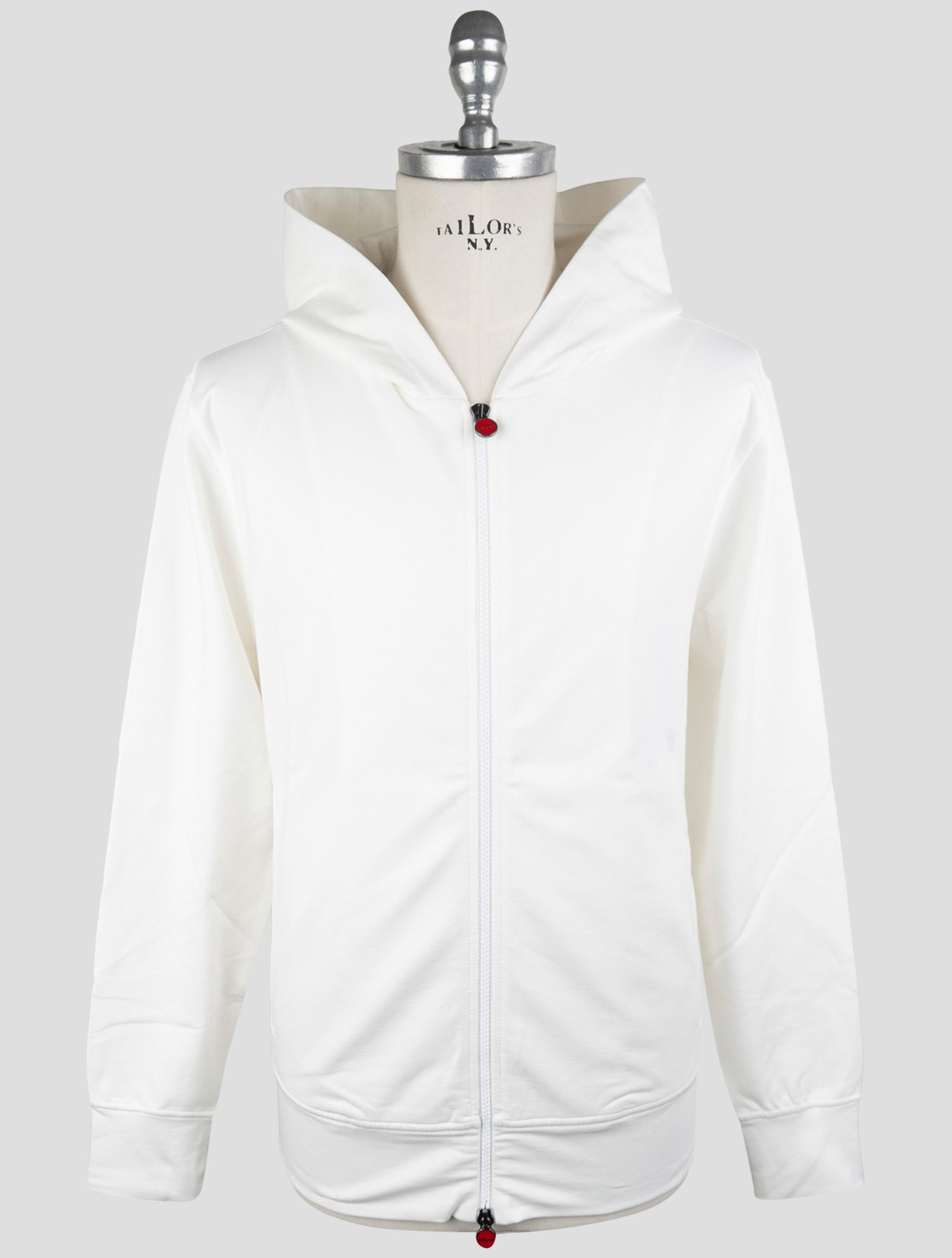 Kiton White  Cotton Ea Sweater Full Zip Hoodie