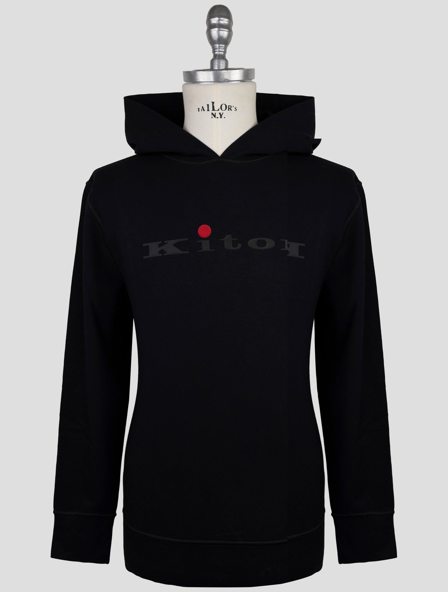 Kiton Black  Cotton Sweater Hoodie