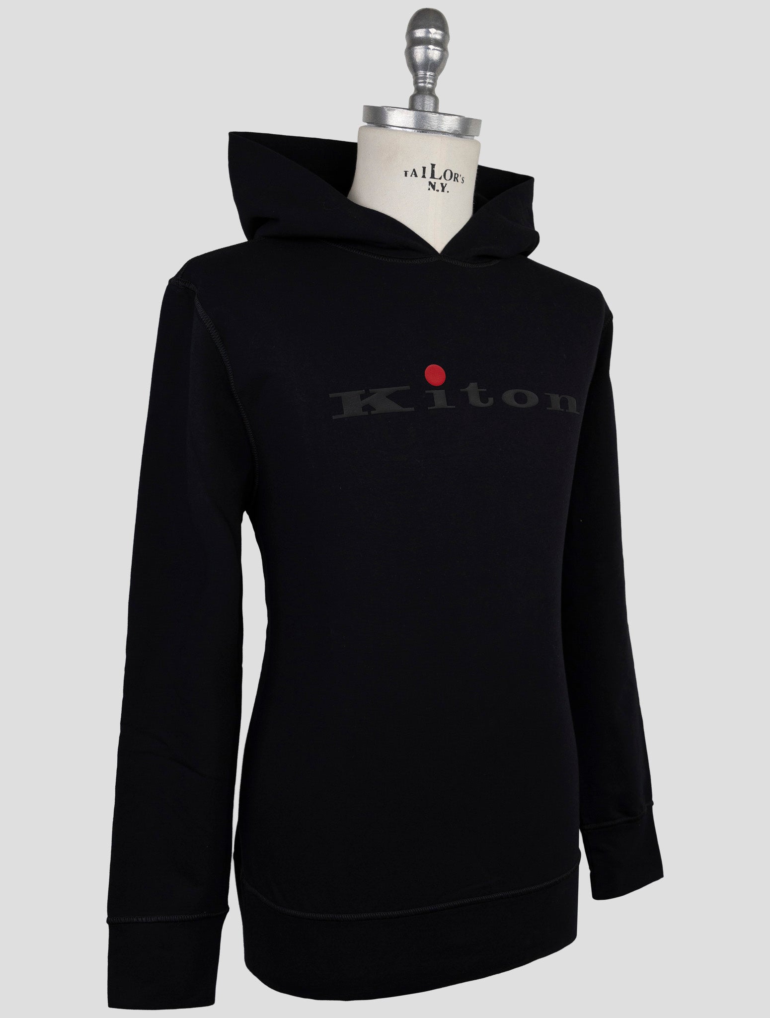 Kiton Black  Cotton Sweater Hoodie