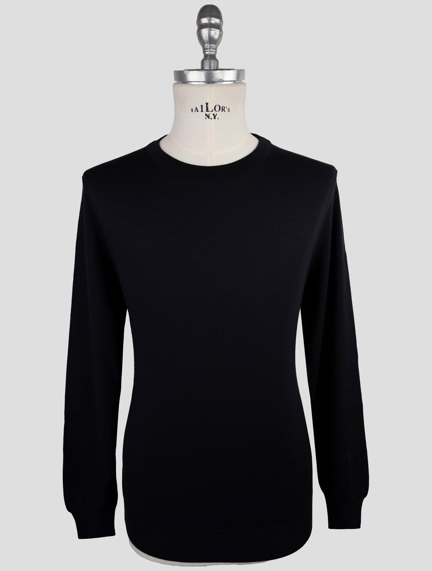 Kiton Black Wool Sweater Crewneck