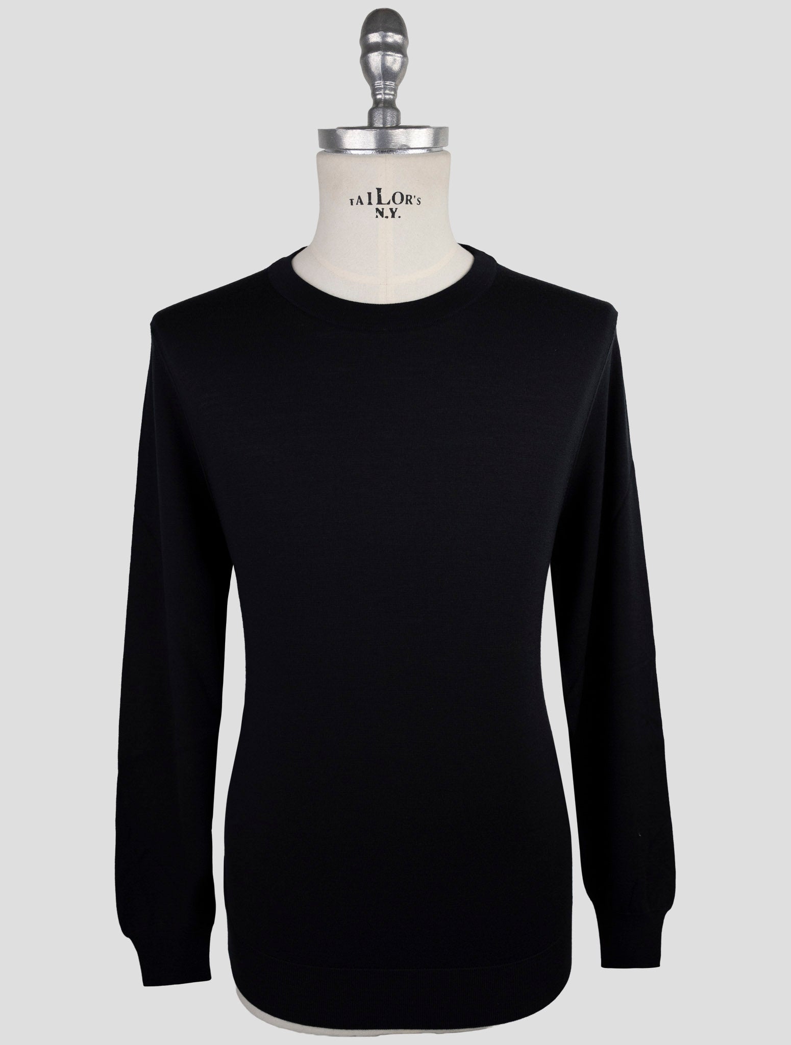 Kiton Black Wool Sweater Crewneck