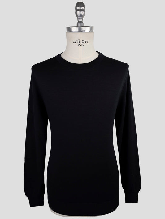 Kiton Black Wool Sweater Crewneck