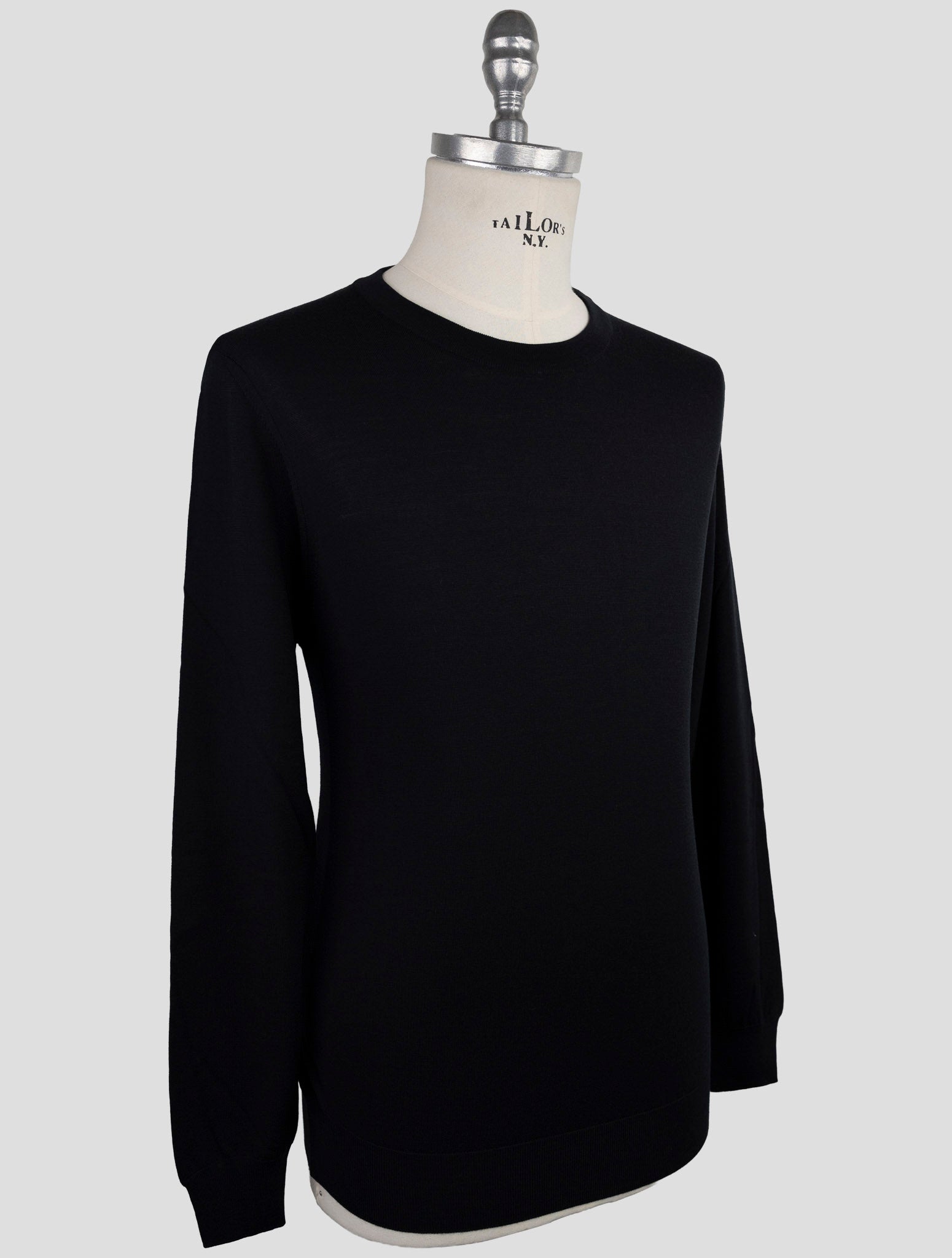 Kiton Black Wool Sweater Crewneck