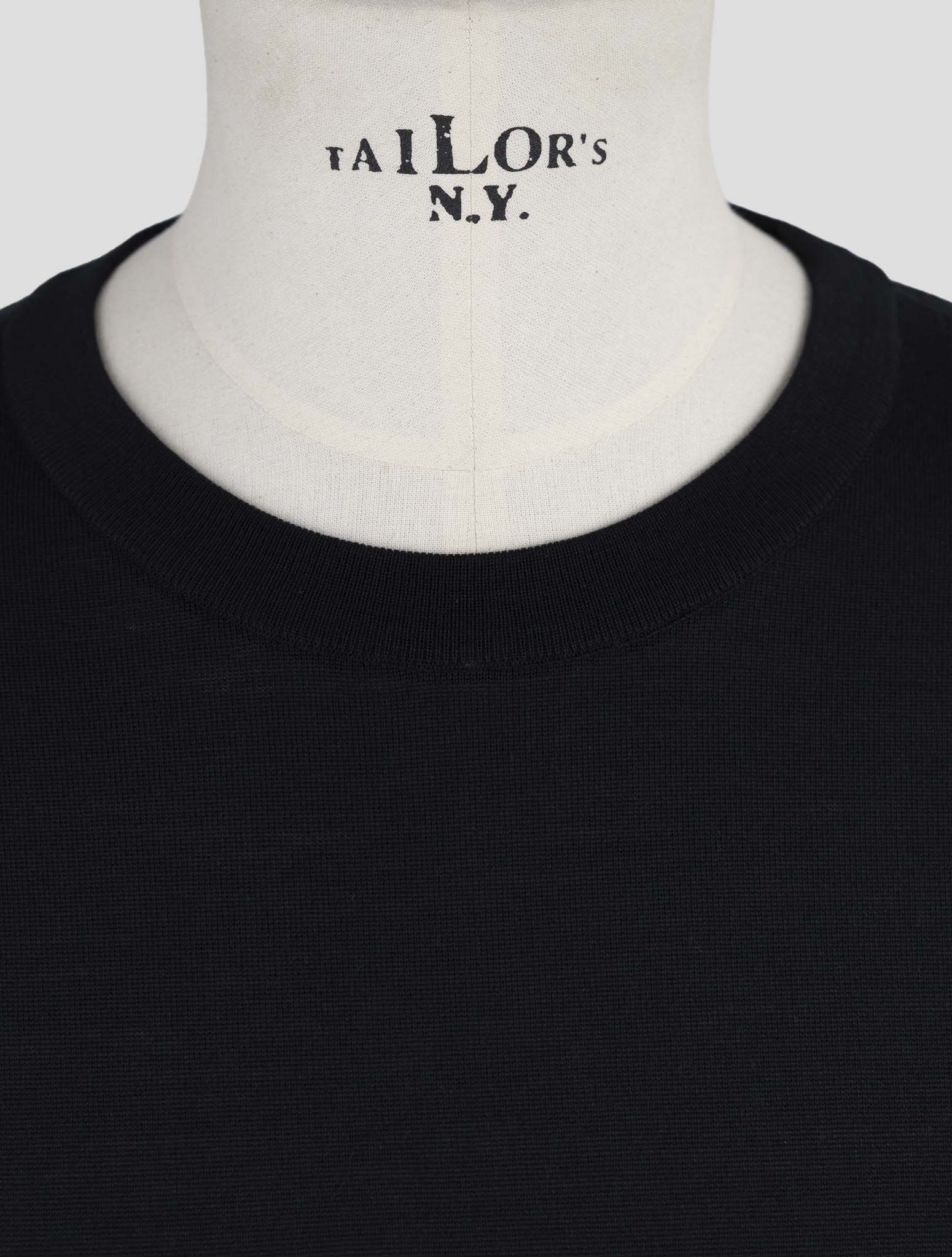 Kiton Black Wool Sweater Crewneck