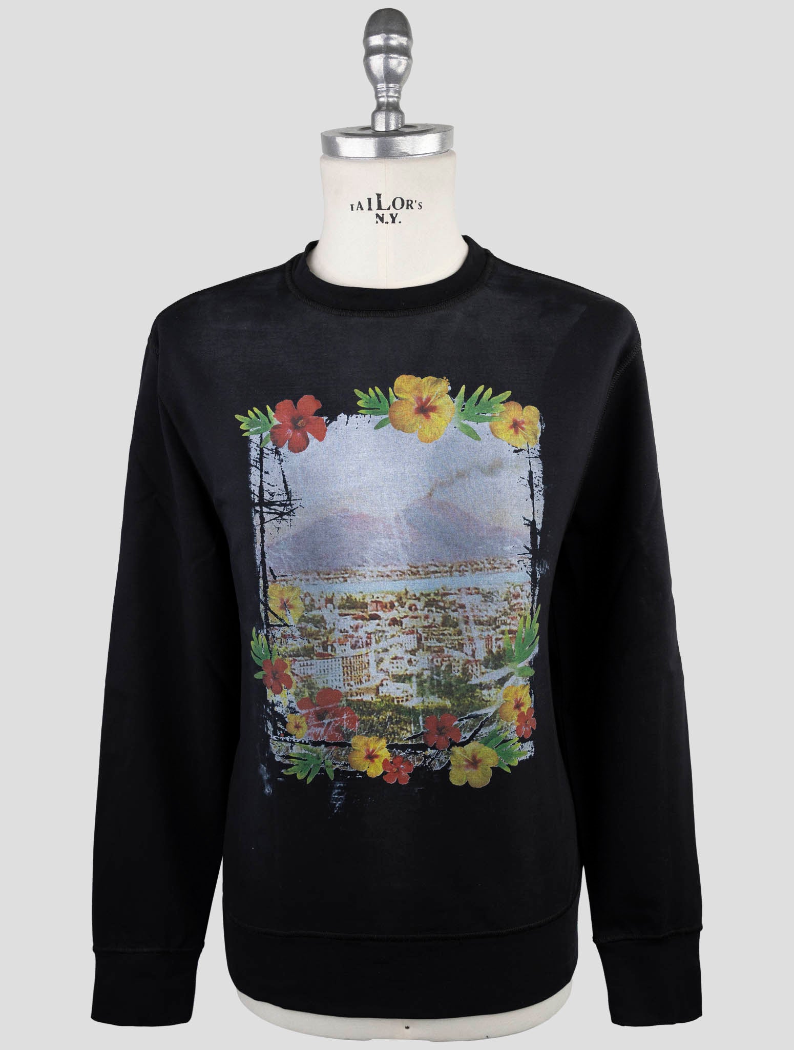Kiton Black Cotton Ea Sweater Crewneck