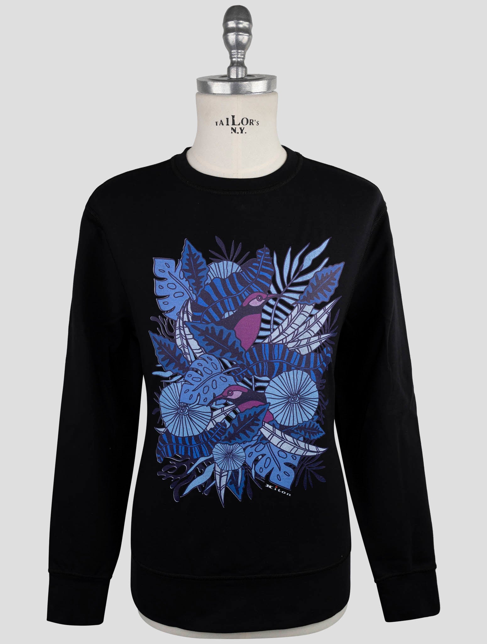 Kiton Black Cotton Ea Sweater Crewneck