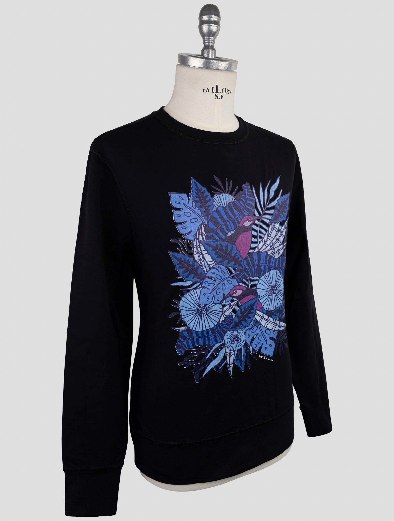 Kiton Black Cotton Ea Sweater Crewneck
