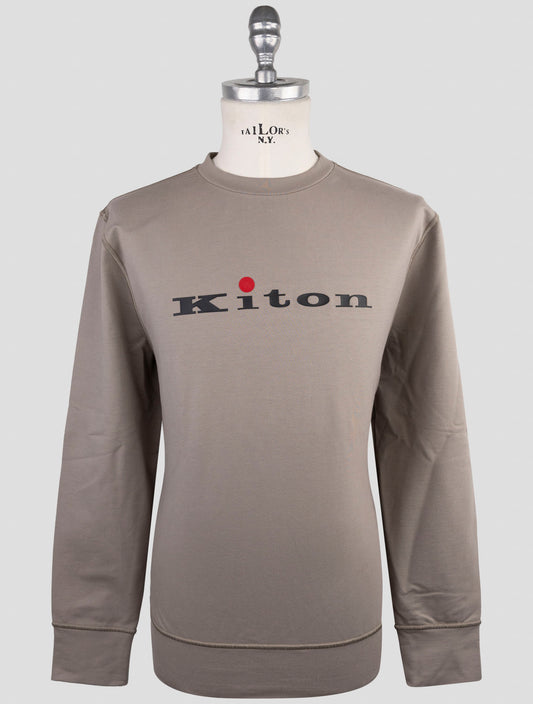 Kiton Taupe Cotton Ea Sweater Crewneck