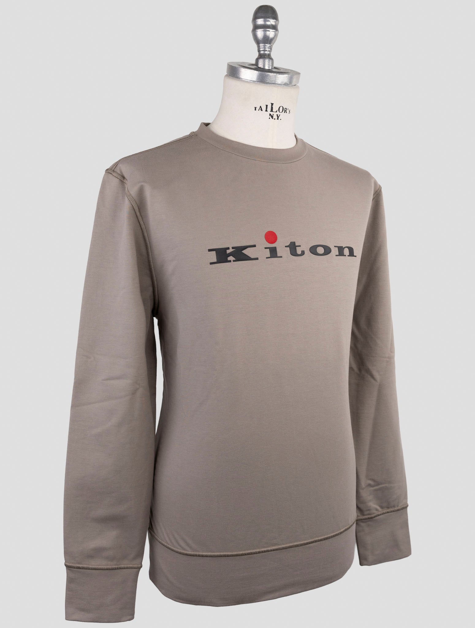 Kiton Taupe Cotton Ea Sweater Crewneck
