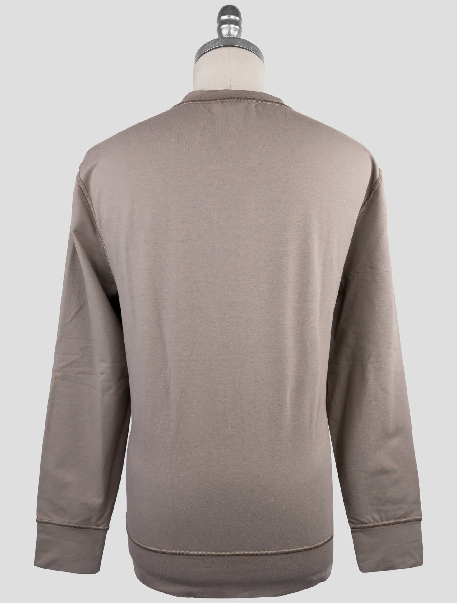 Kiton Taupe Cotton Ea Sweater Crewneck