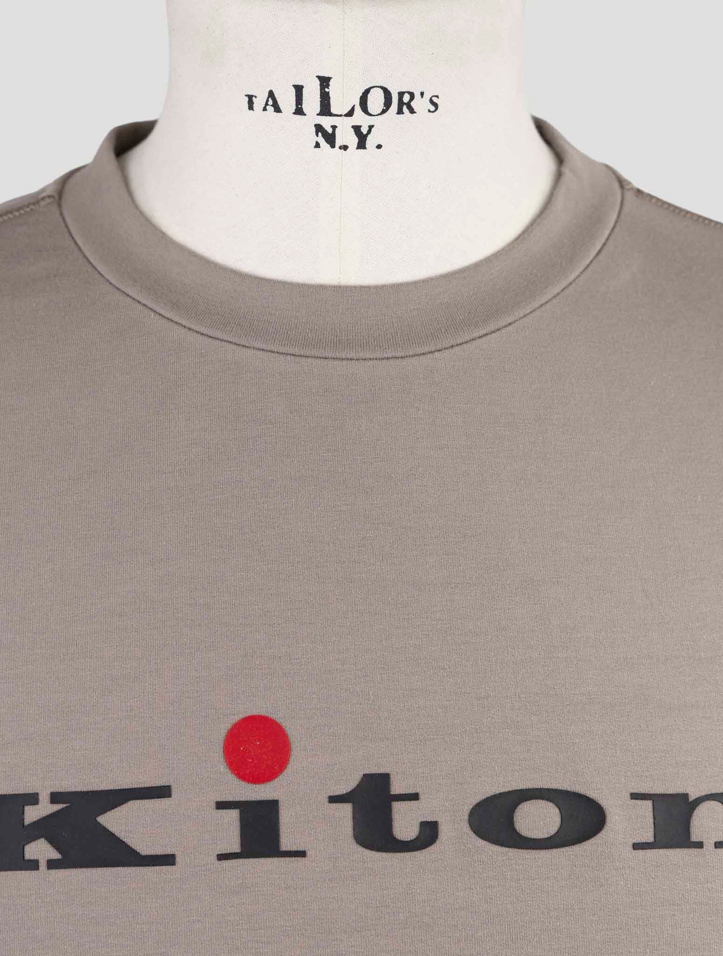 Kiton Taupe Cotton Ea Sweater Crewneck