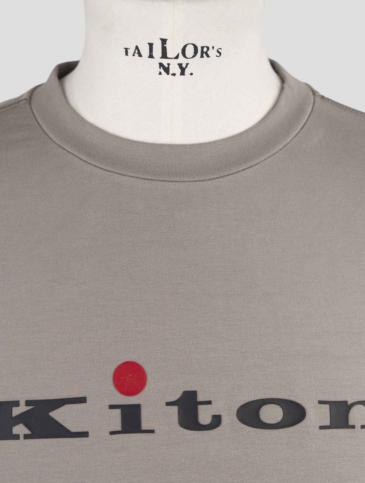 Kiton Taupe Cotton Ea Sweater Crewneck