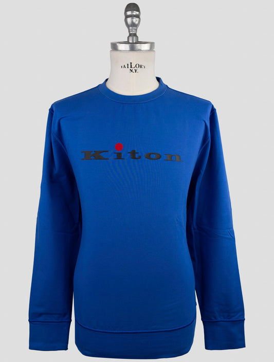 Kiton Blue Cotton Ea Sweater Crewneck