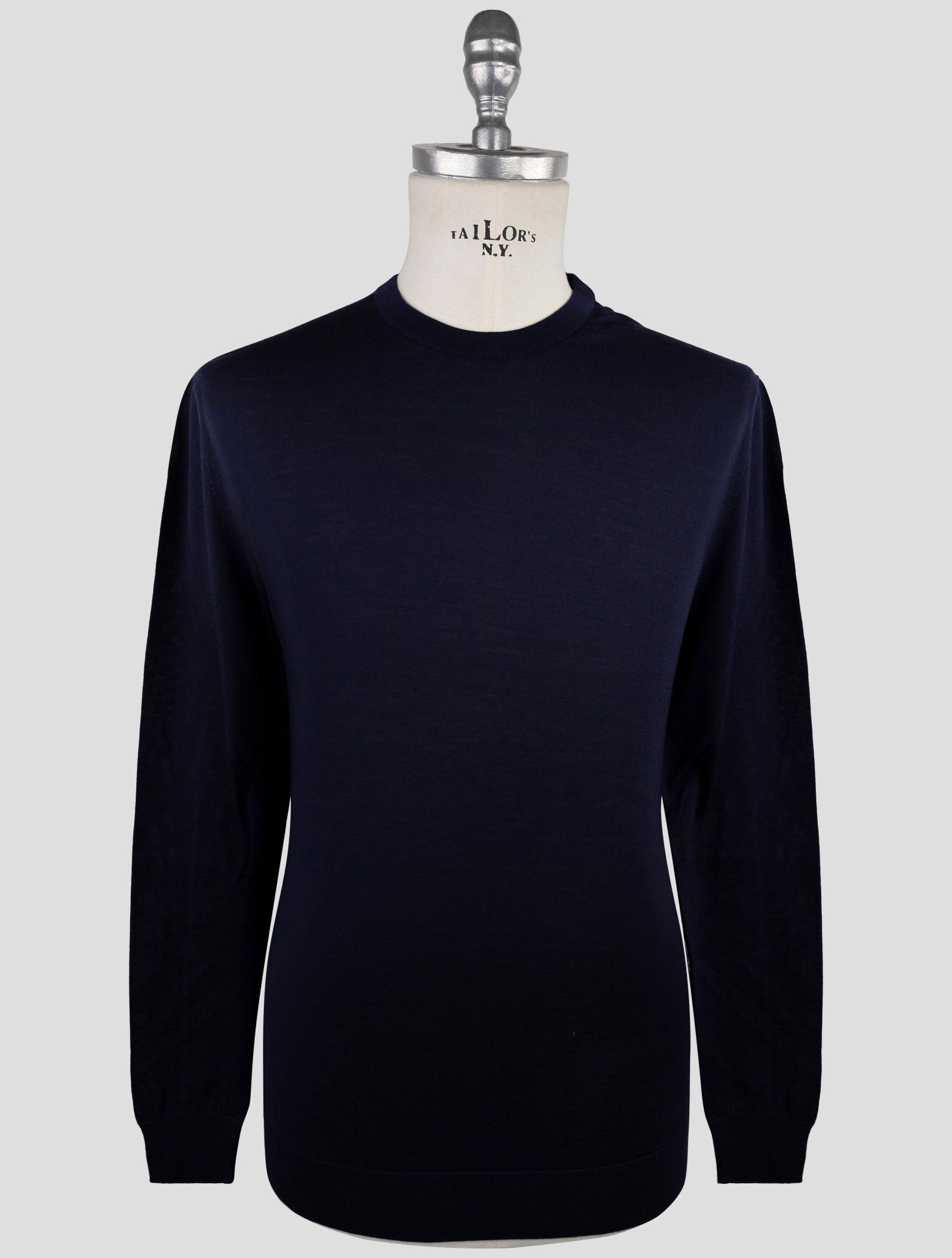 Kiton Dark Blue Wool Sweater Crewneck