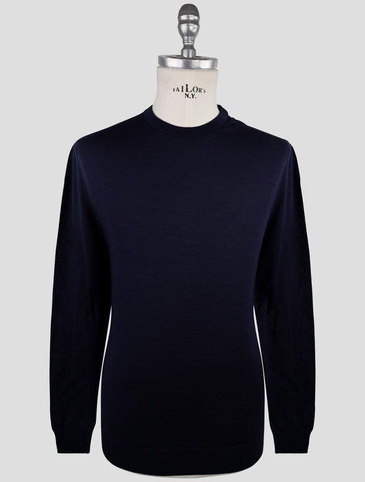 Kiton Dark Blue Wool Sweater Crewneck