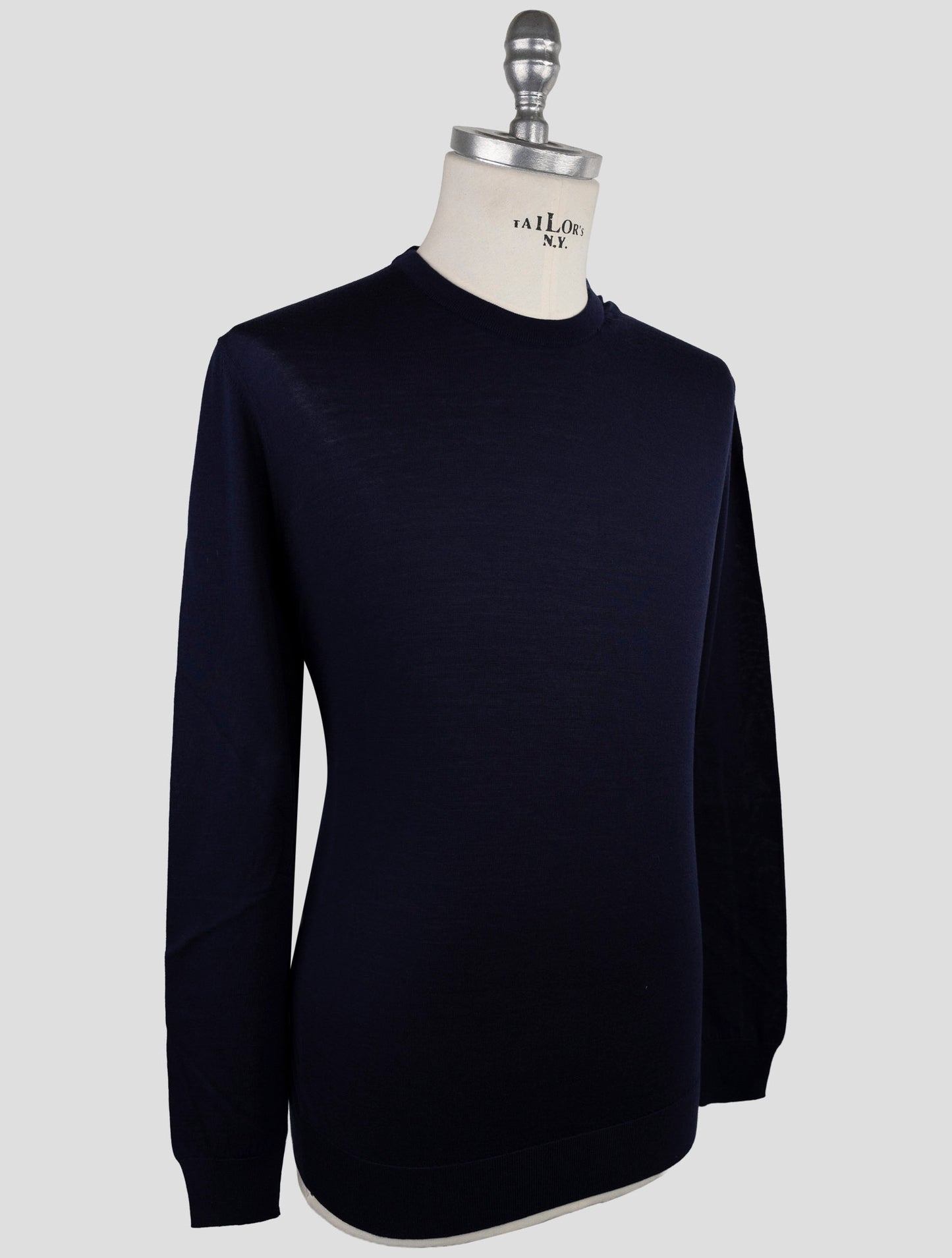 Kiton Dark Blue Wool Sweater Crewneck