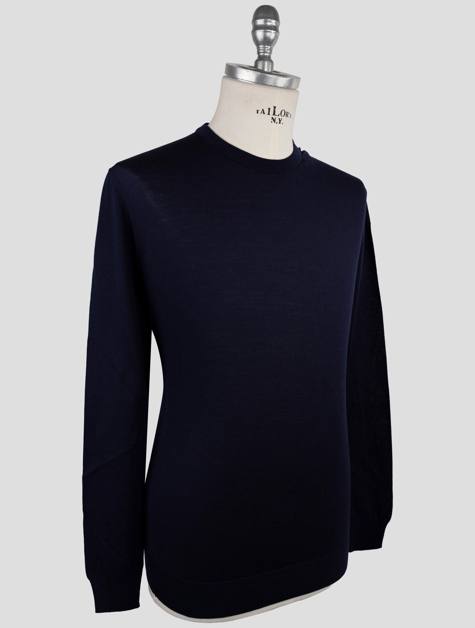 Kiton Dark Blue Wool Sweater Crewneck