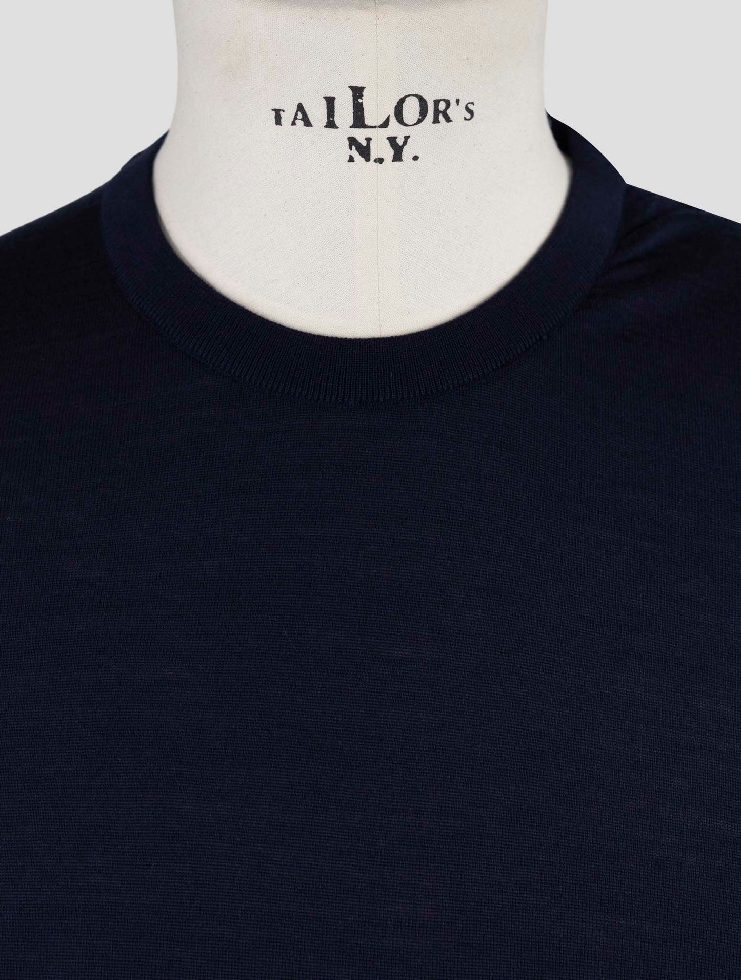 Kiton Dark Blue Wool Sweater Crewneck