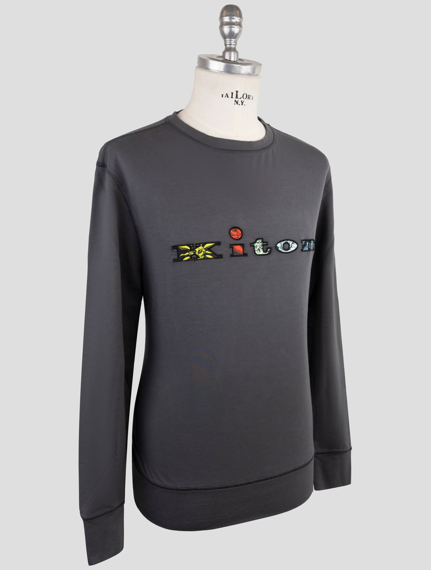 Kiton Gray Cotton Ea Sweater Crewneck