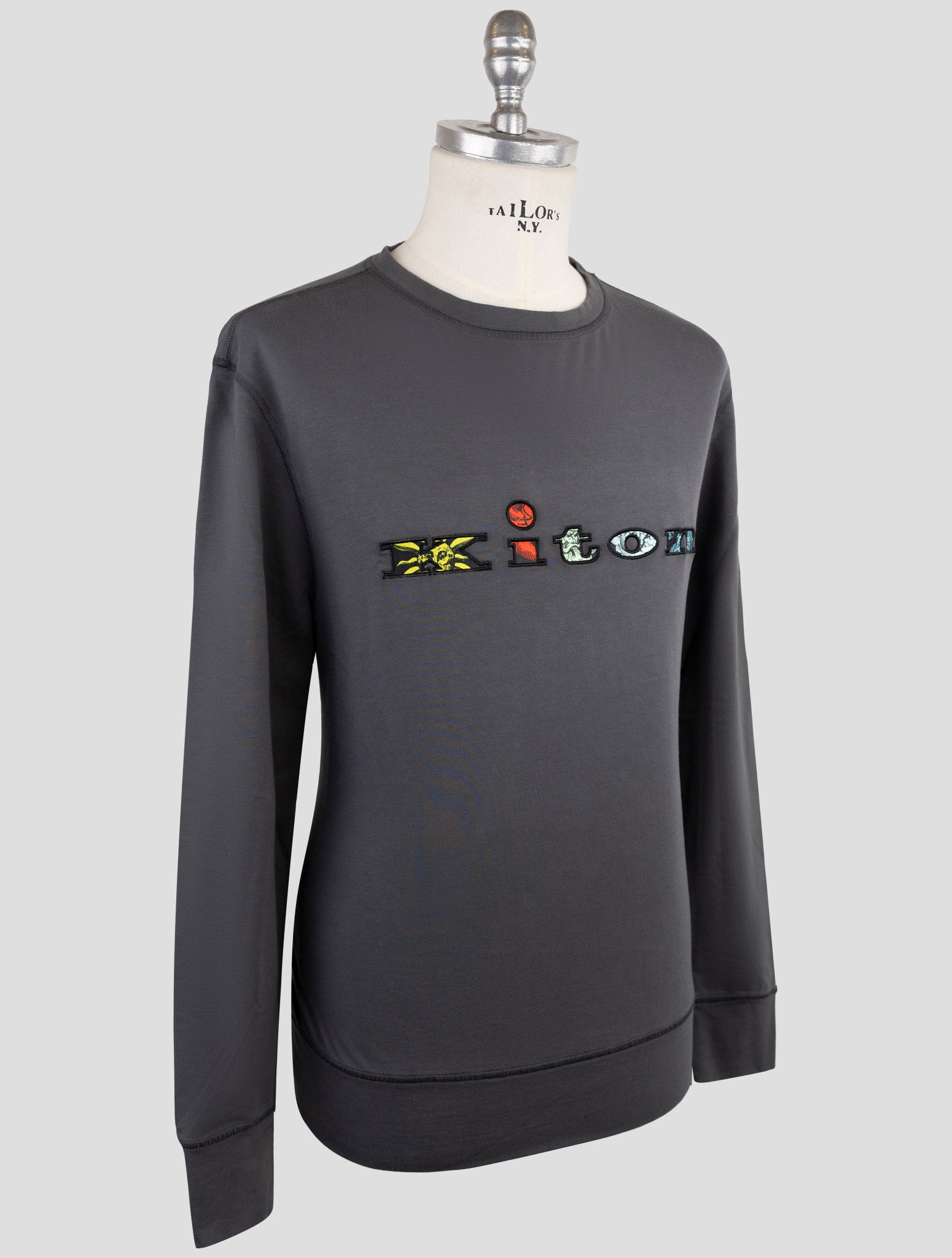 Kiton Gray Cotton Ea Sweater Crewneck