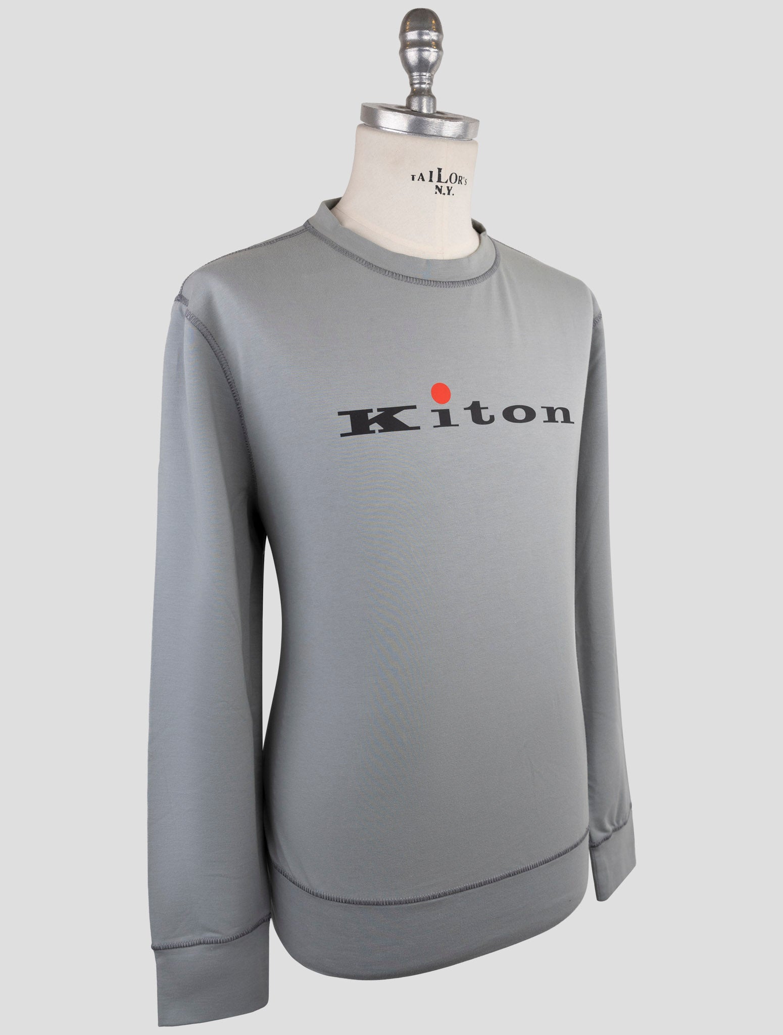 Kiton Gray Cotton Ea Sweater Crewneck