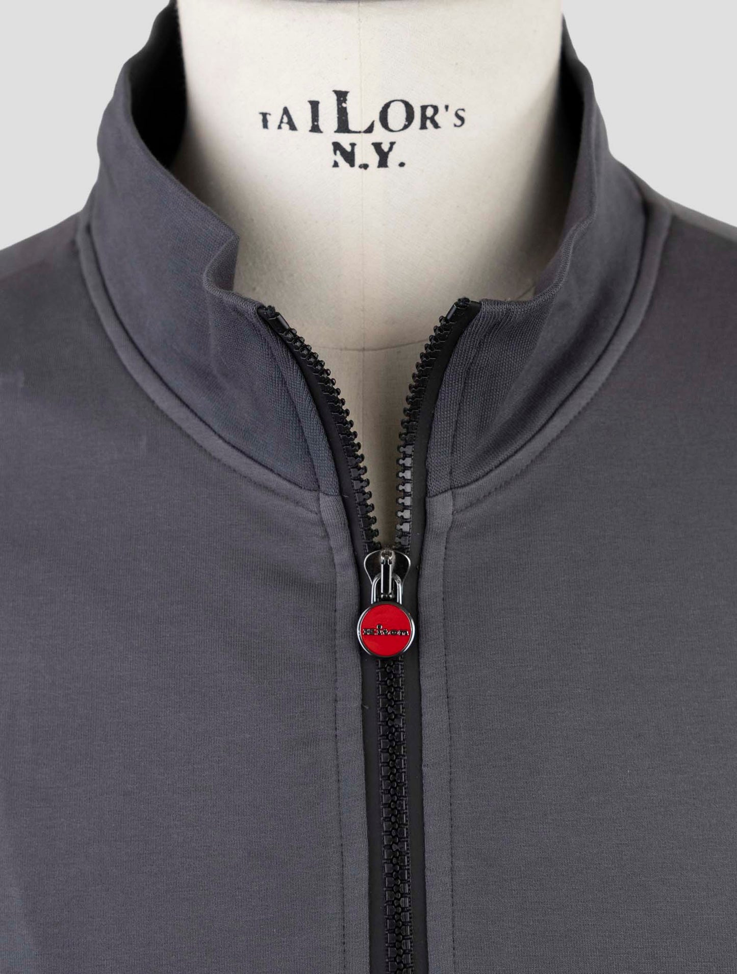 Kiton Gray Cotton Ea Sweater Full Zip