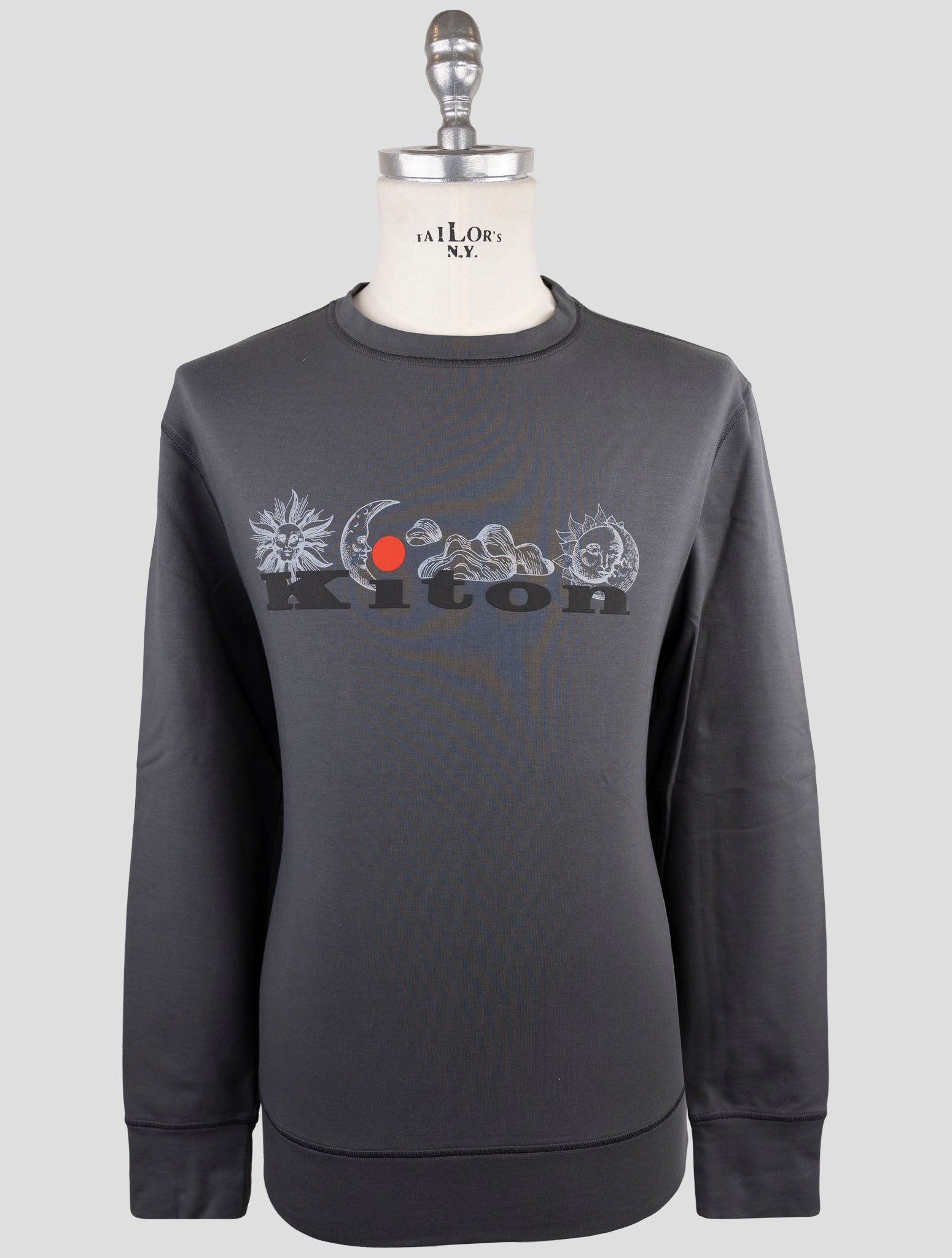 Kiton Gray Cotton Ea Sweater Crewneck