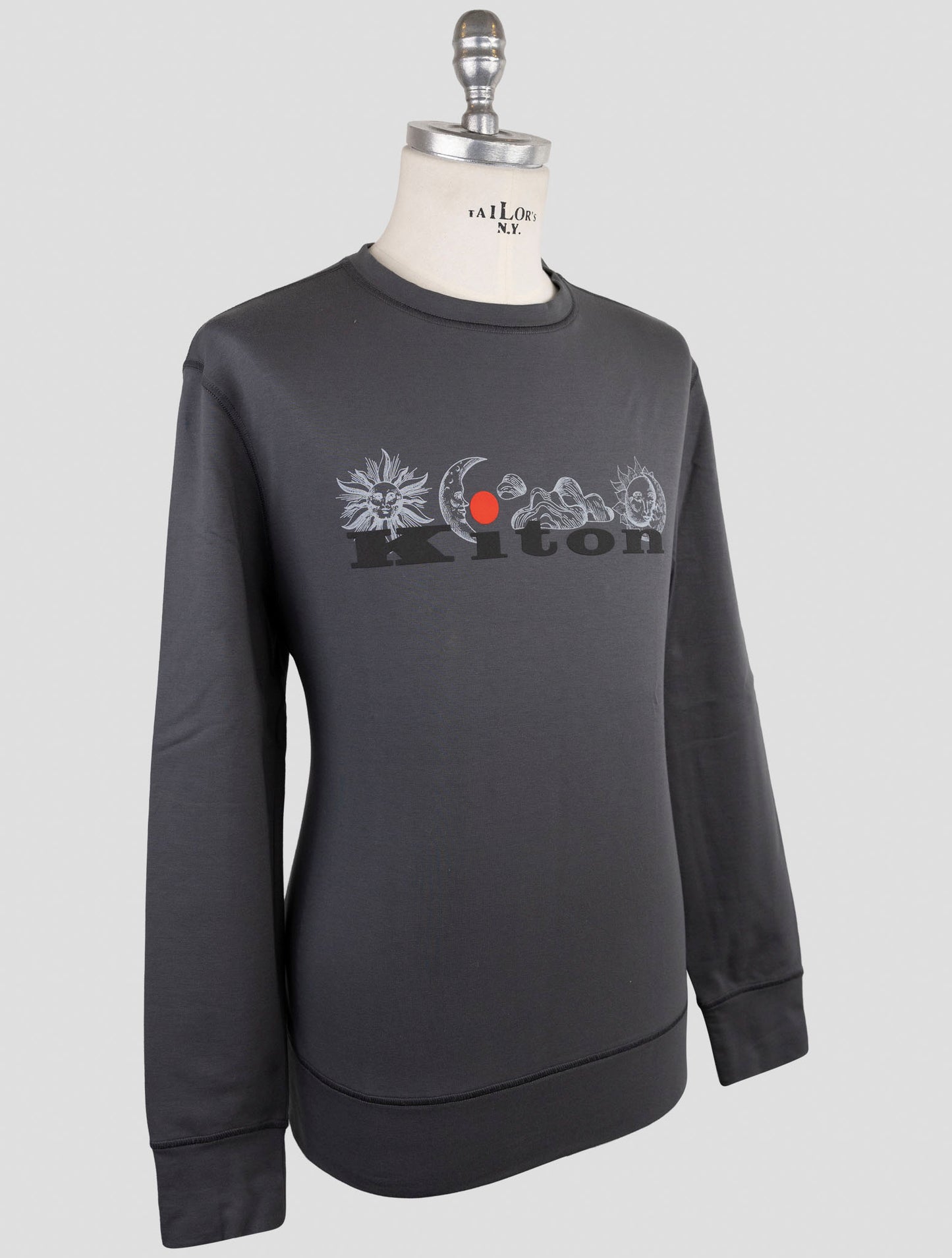 Kiton Gray Cotton Ea Sweater Crewneck