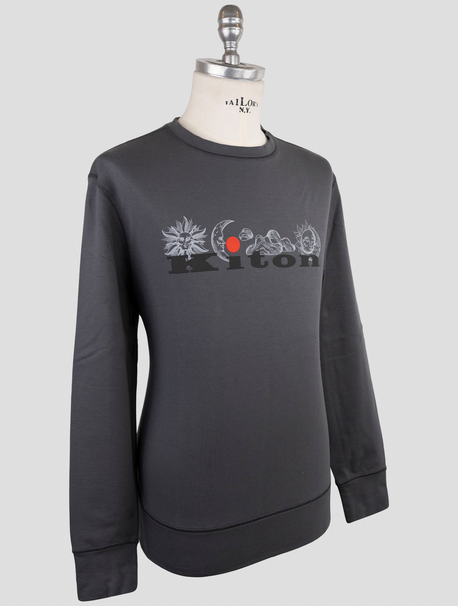 Kiton Gray Cotton Ea Sweater Crewneck