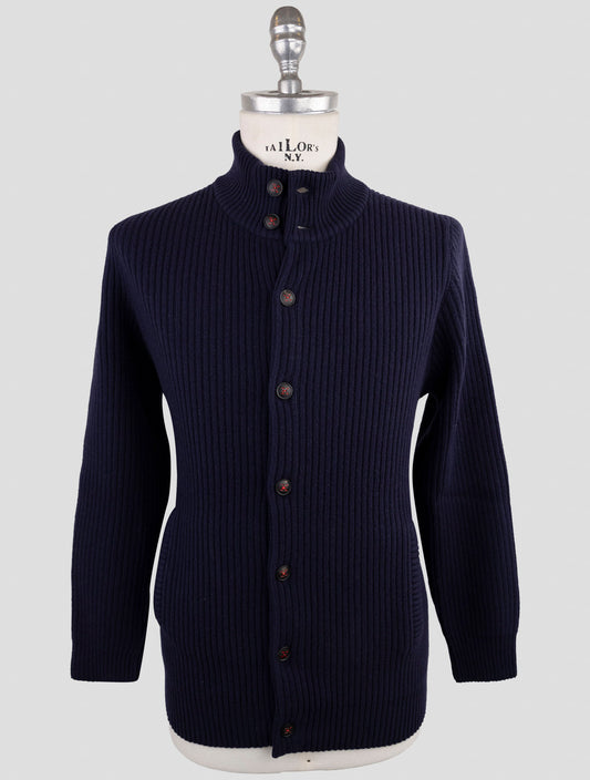 Kiton Blue Wool Sweater Cardigan