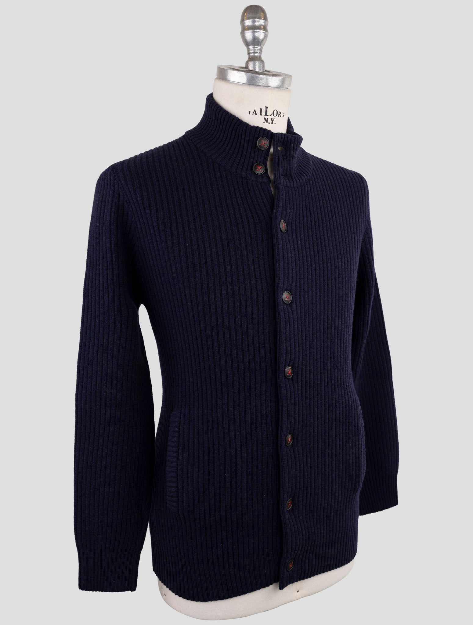 Kiton Blue Wool Sweater Cardigan