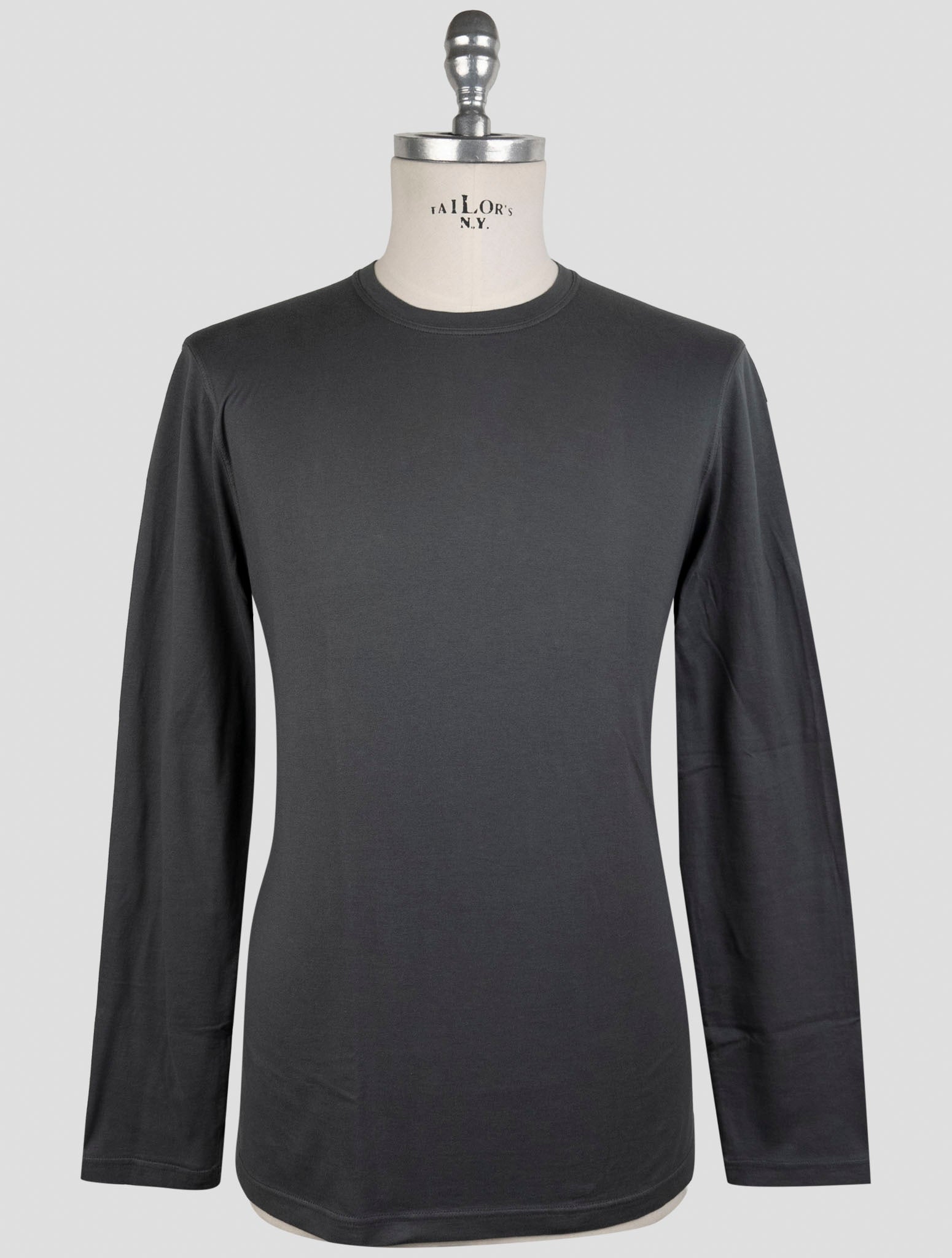 Kiton Gray Cotton Cashmere Sweater Crewneck