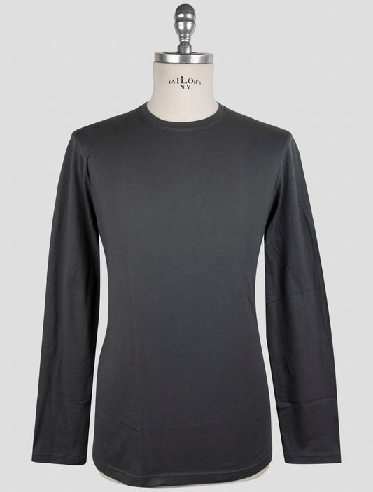 Kiton Gray Cotton Cashmere Sweater Crewneck