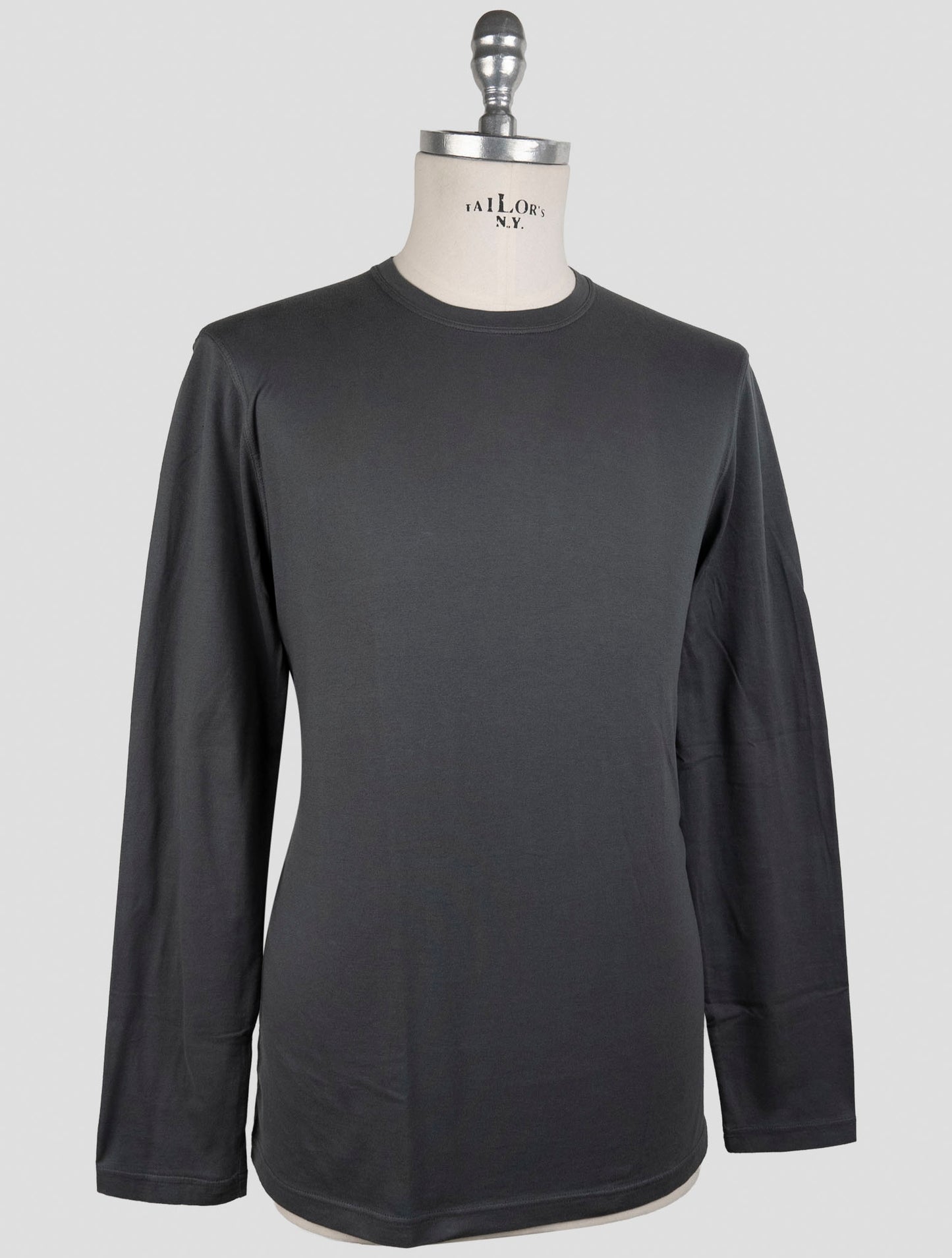 Kiton Gray Cotton Cashmere Sweater Crewneck