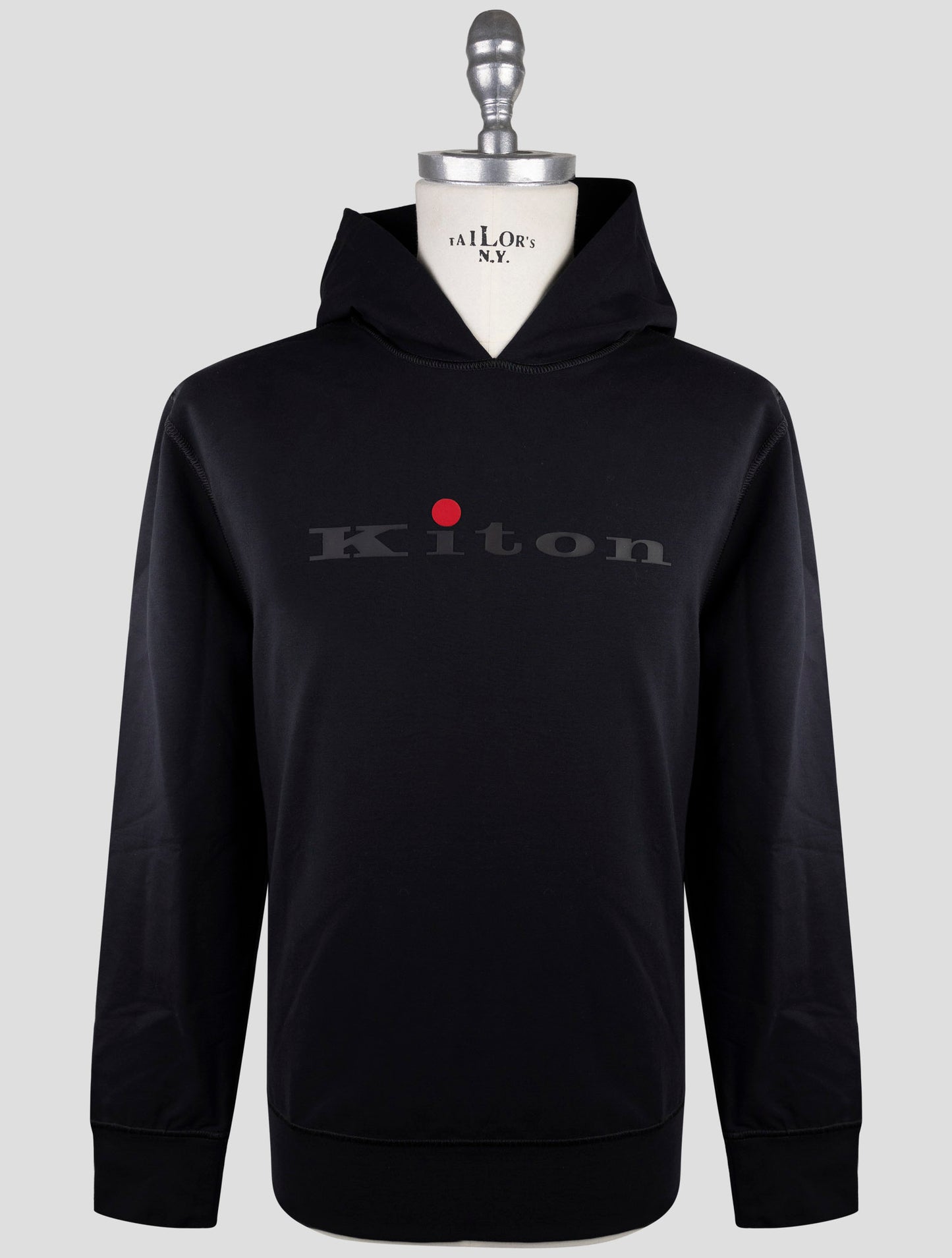 Kiton Black Cotton Ea Sweater Hoodie