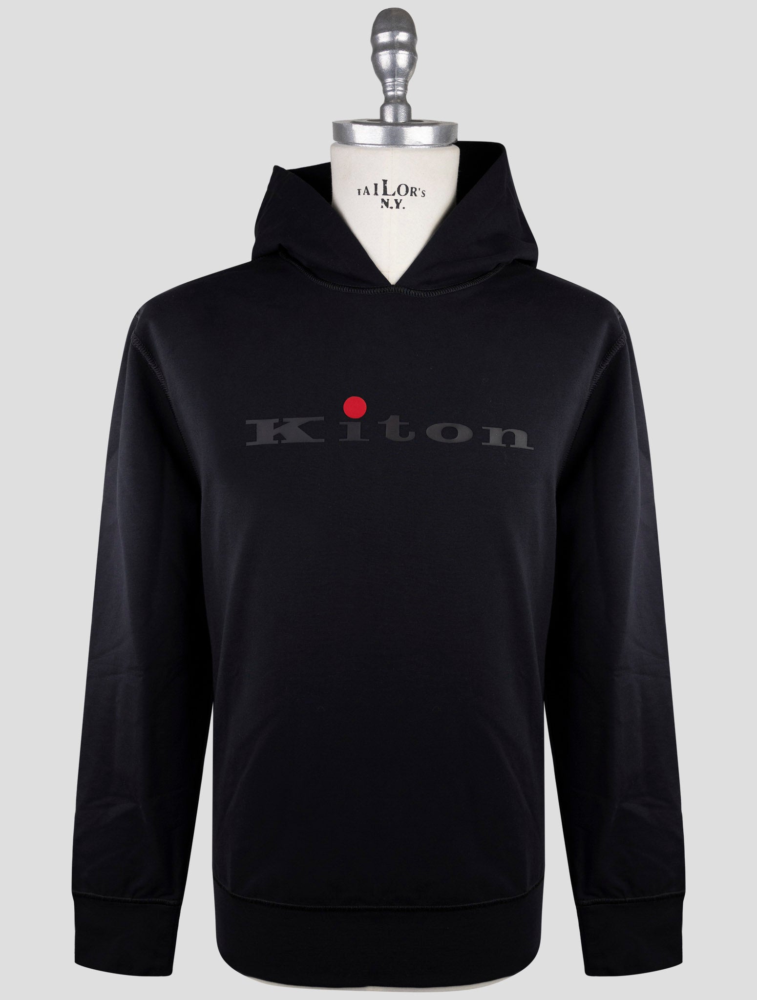 Kiton Black Cotton Ea Sweater Hoodie