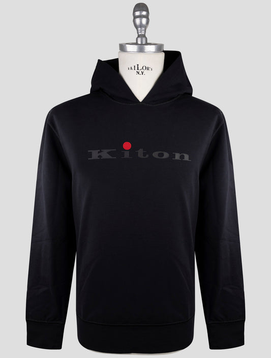 Kiton Black Cotton Ea Sweater Hoodie