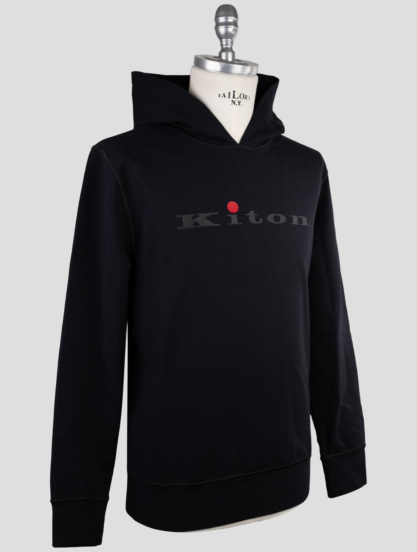 Kiton Black Cotton Ea Sweater Hoodie
