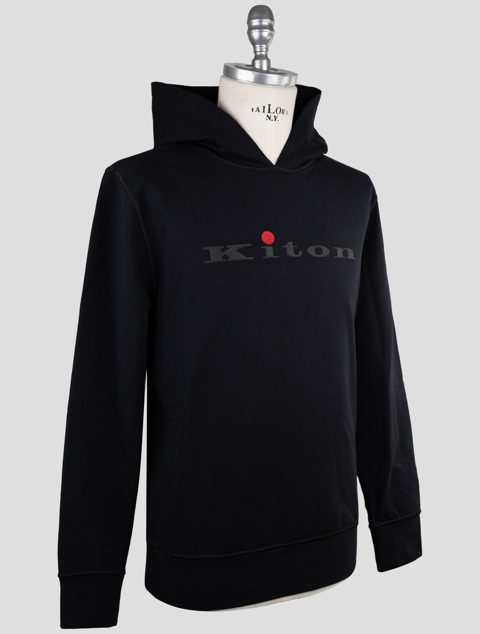 Kiton Black Cotton Ea Sweater Hoodie