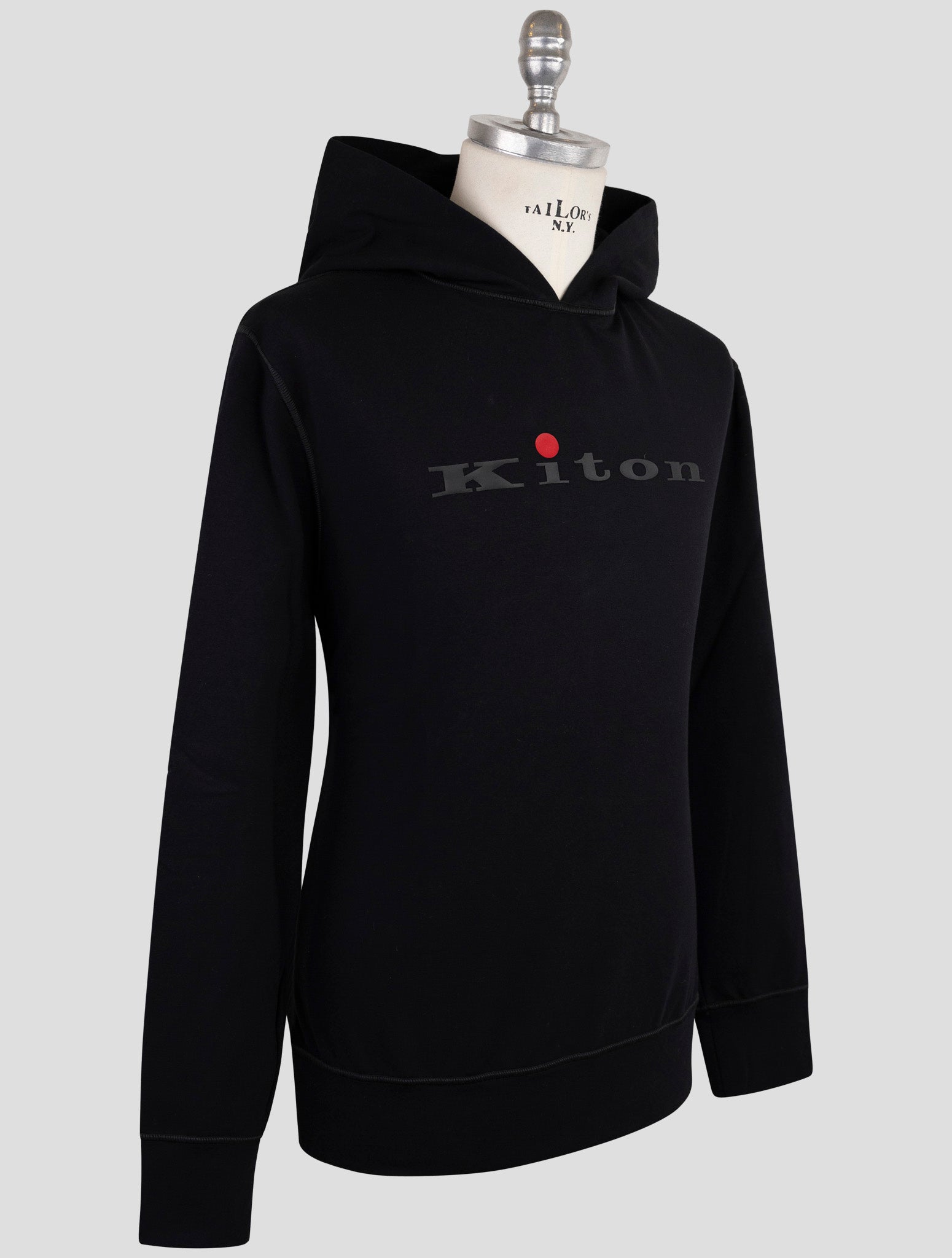 Kiton Black Cotton Ea Sweater Hoodie