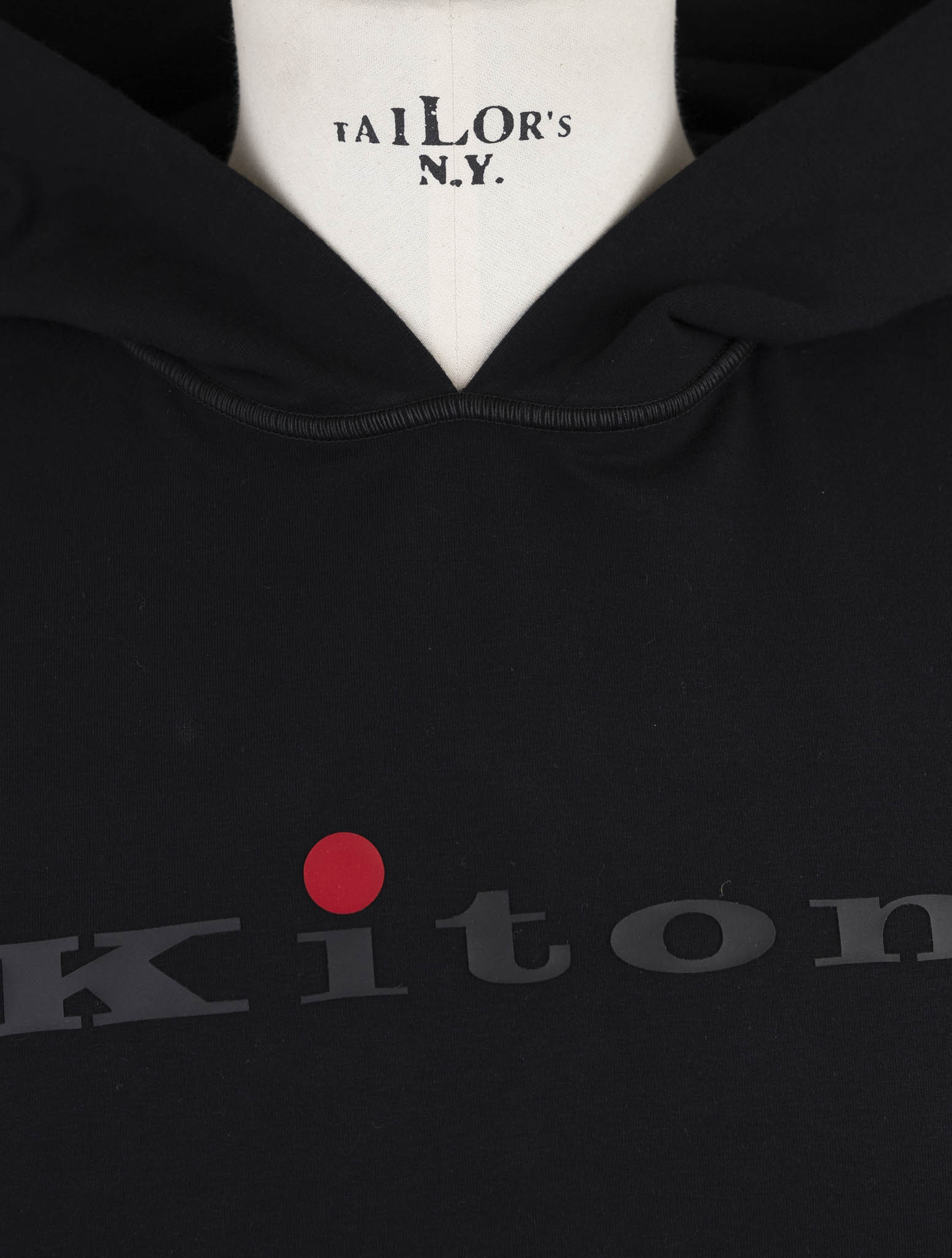 Kiton Black Cotton Ea Sweater Hoodie
