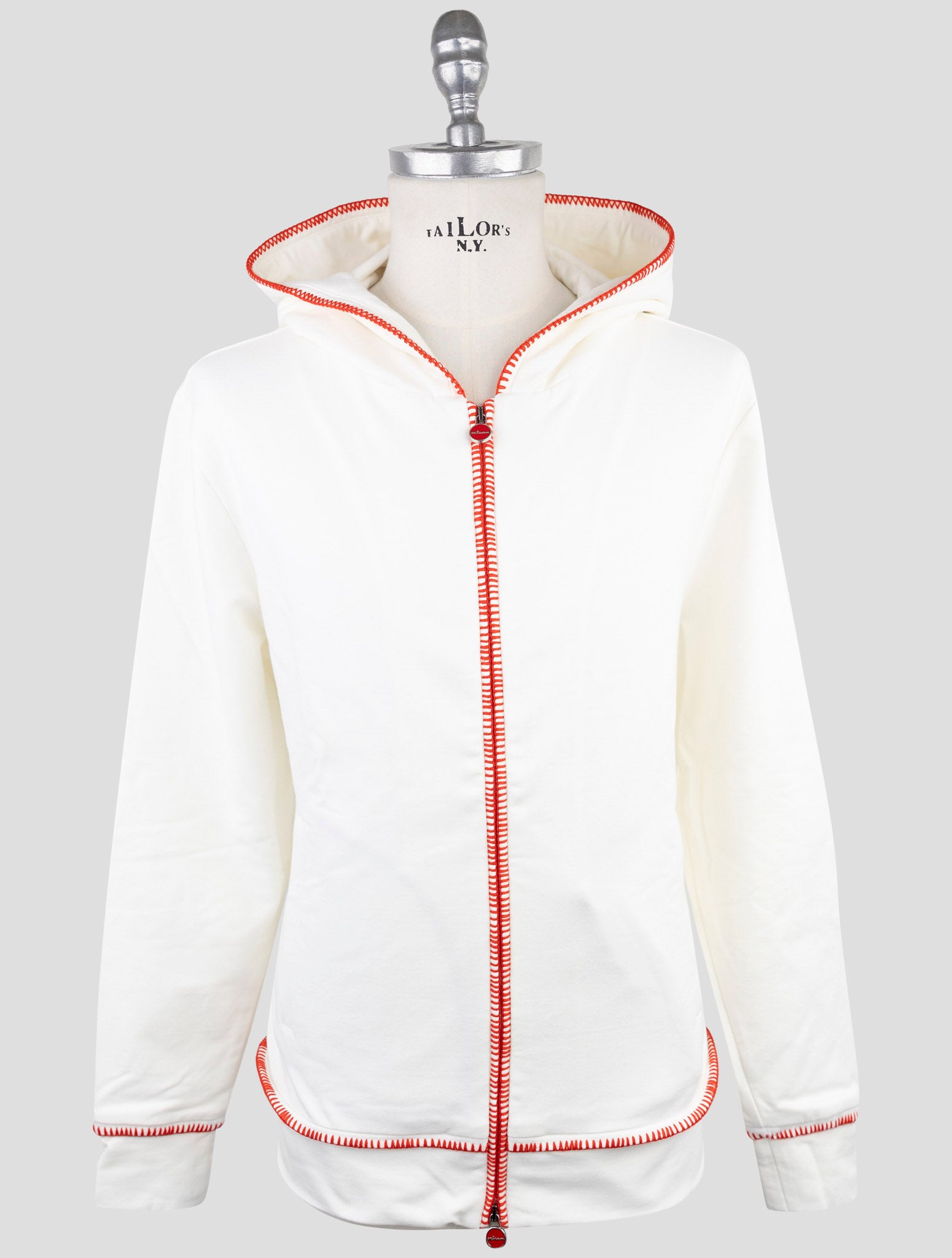 Kiton White Cotton Ea Sweater Full Zip