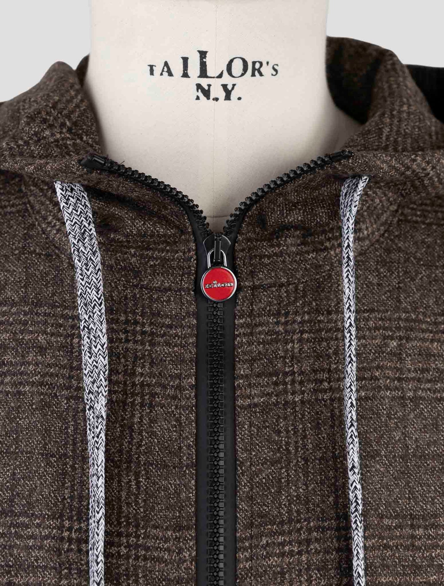 Kiton Brown Virgin Wool Sweater Full Zip
