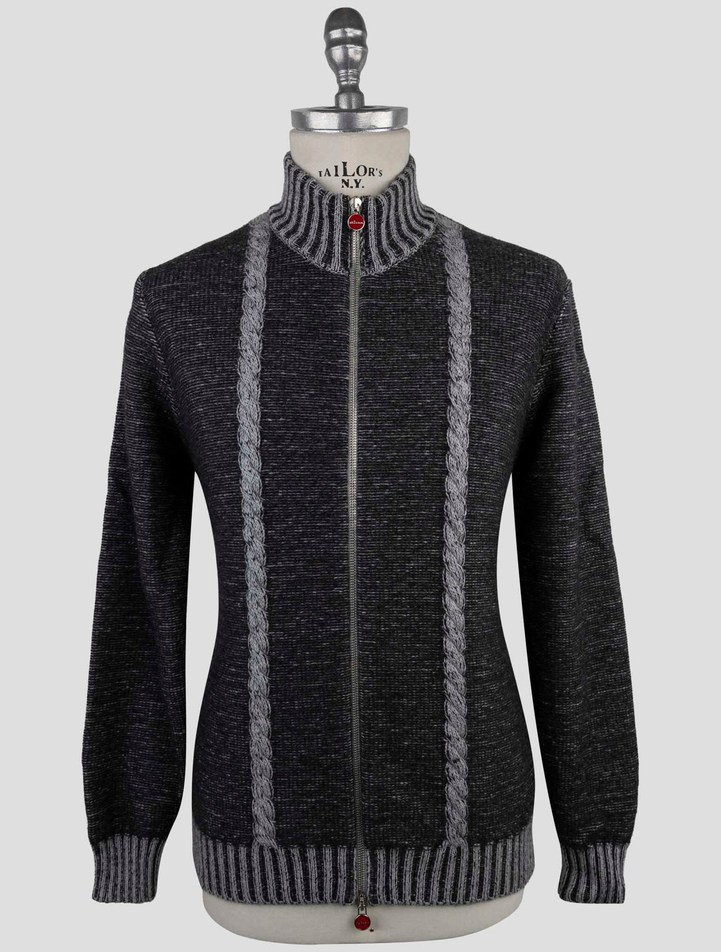Kiton Gray Cashmere Sweater Full Zip