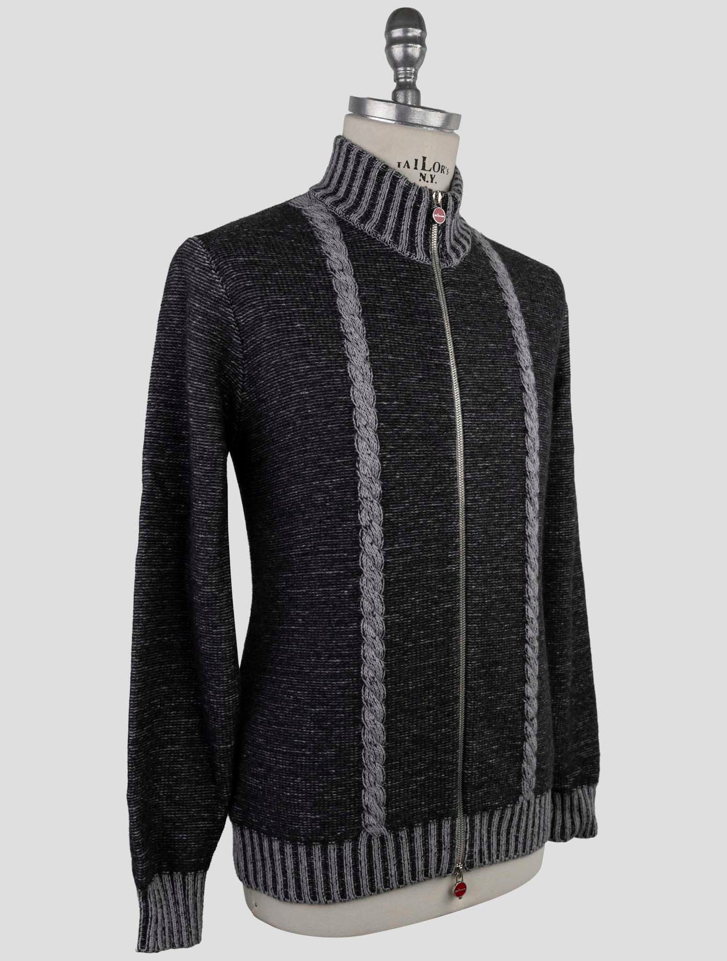 Kiton Gray Cashmere Sweater Full Zip