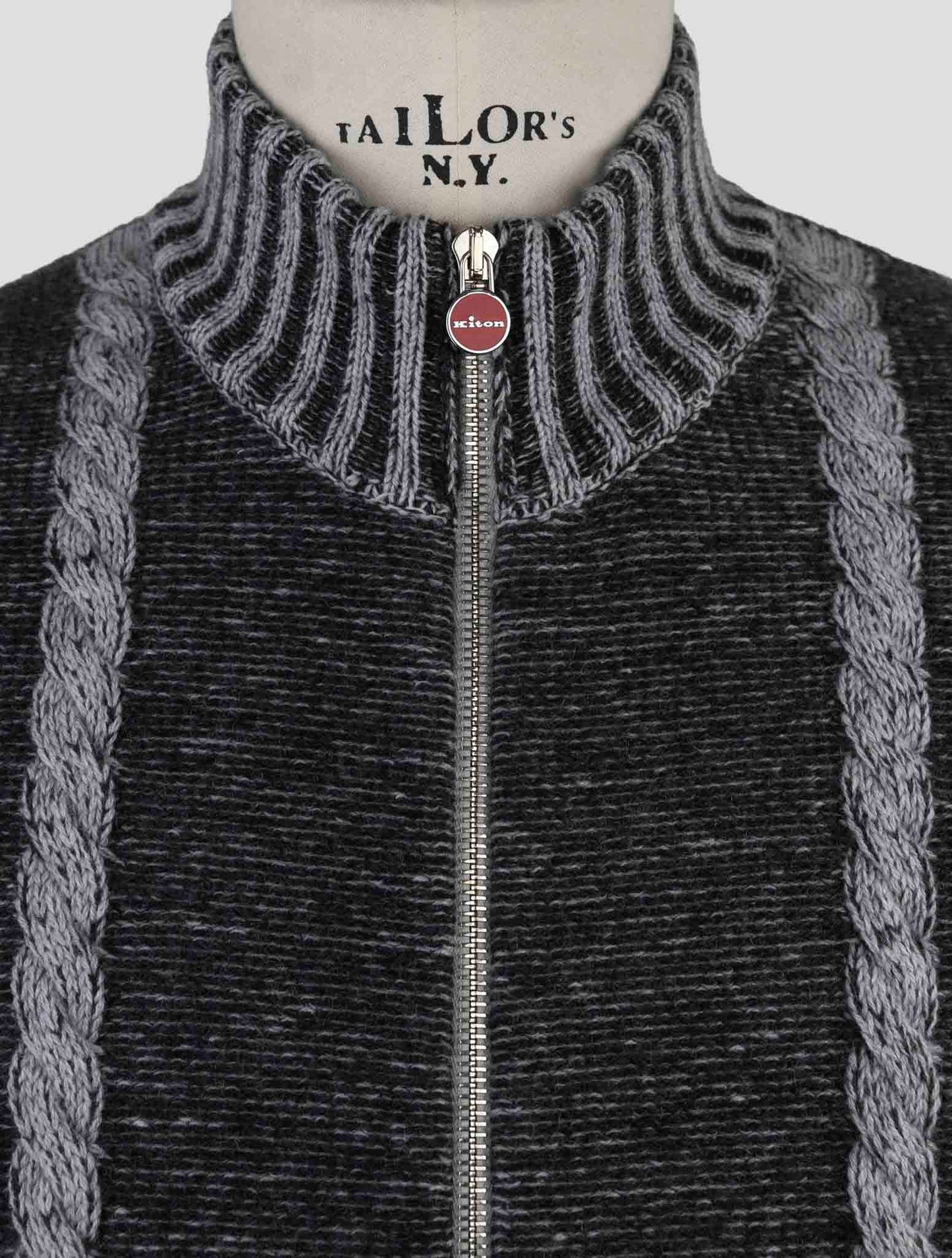 Kiton Gray Cashmere Sweater Full Zip
