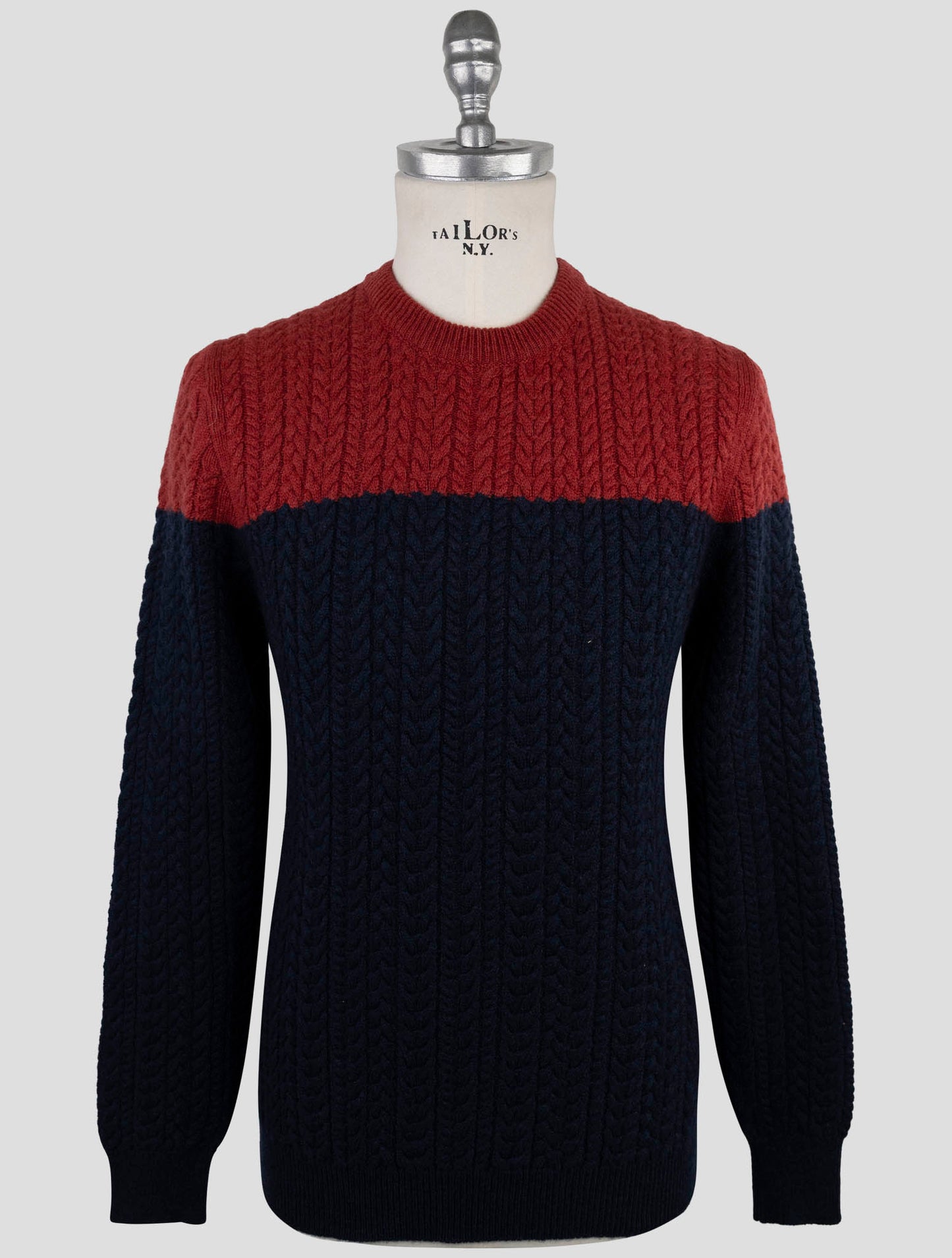 Kiton Red Blue Cashmere Sweater Crewneck