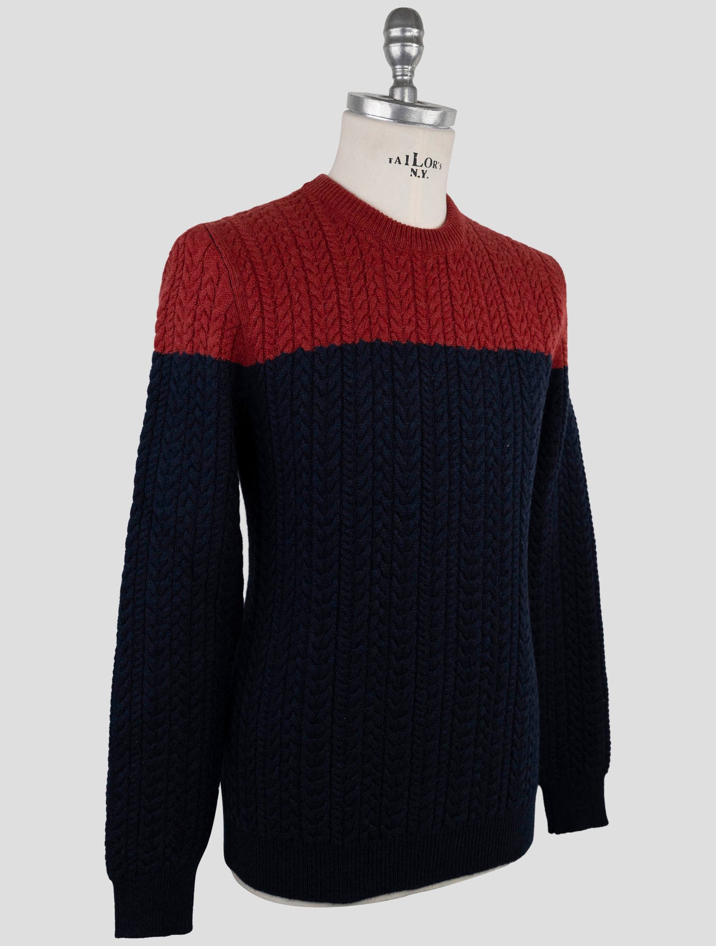 Kiton Red Blue Cashmere Sweater Crewneck