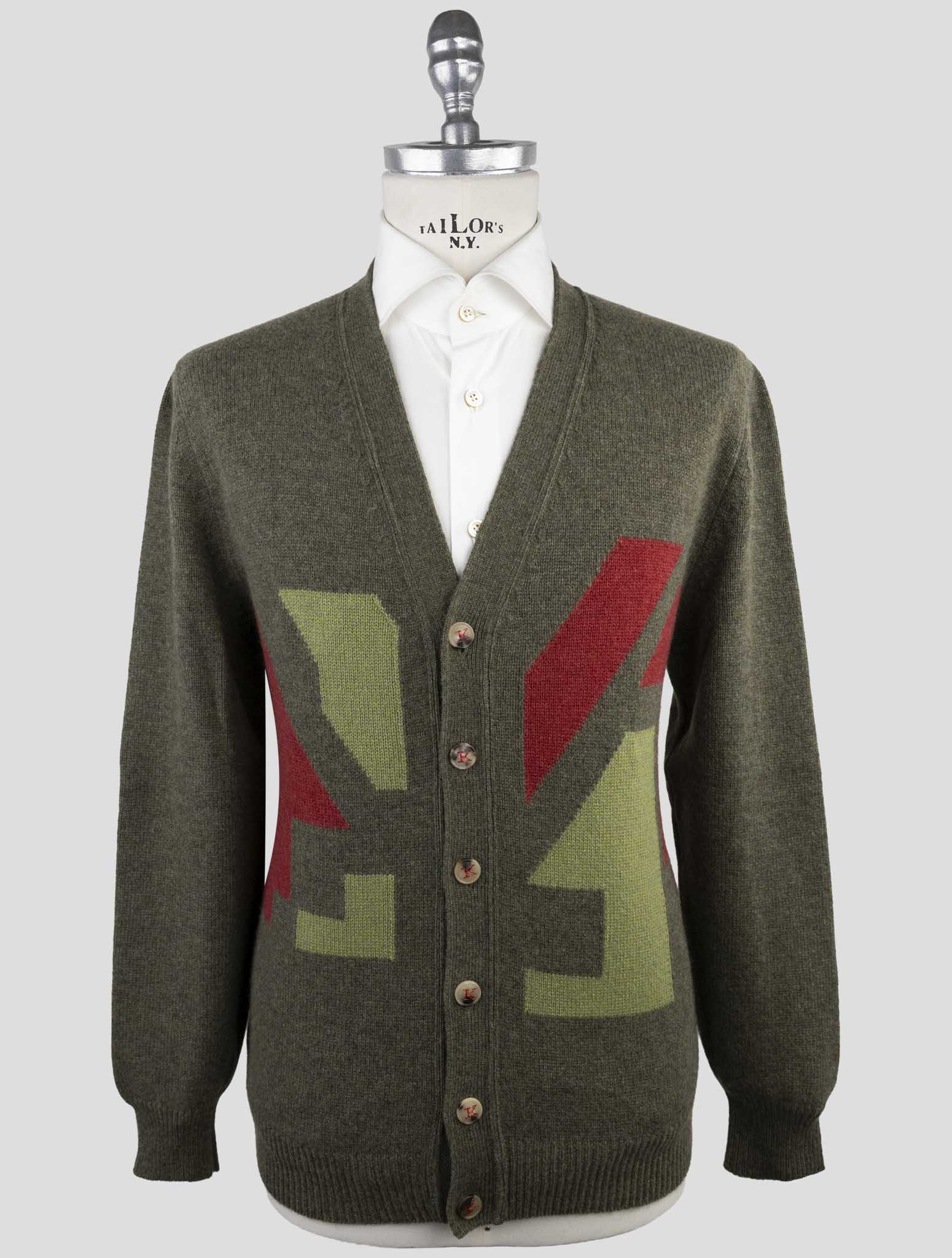 Kiton Green Cashmere Sweater Cardigan